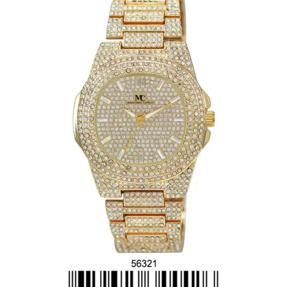 Montres Carlo 5632 Iced Out Metal Band Watch